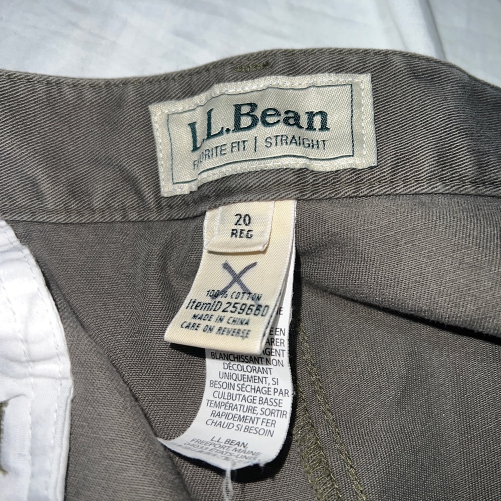 LL BEAN Olive Green Dress Chino Favorite Fit Straight Leg Size 20 Regular - Picture 6 of 11